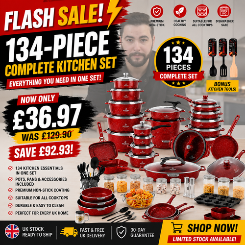 Complete 134 Piece Cooking & Kitchenware Set Premium