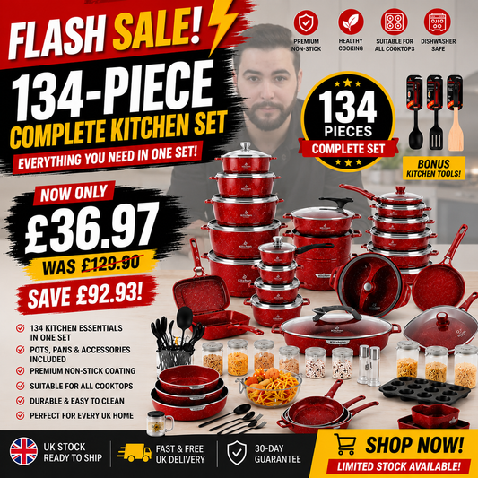 Complete 134 Piece Cooking & Kitchenware Set Premium